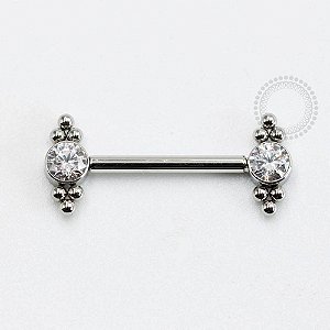 PB92 Nipple Piercing Zircônia Esferas Laterais Aço 316L