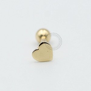 OR09 Microbell Coração Liso Ouro 18k (6mm-0,298g / 8mm-0,325g)