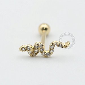 OR26 Microbell Cobra Cravejada Ouro 18K (6mm 0,45g /8mm 0,50g)