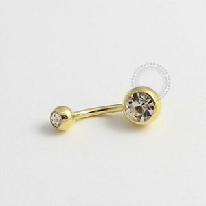 BN01 Navel Piercing Zirconia Banho Ouro