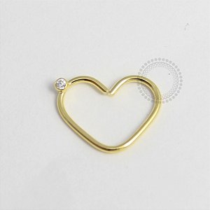CR22 Coração Daith Fino Ponto de Luz  Banho Ouro