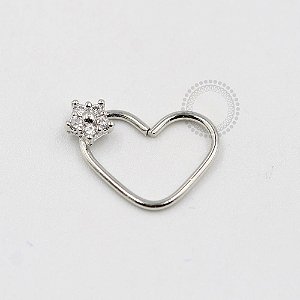 CR27 Coração Daith Flor Zirconia Ródio
