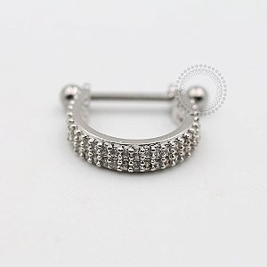 ARA03 Segmento Cravejado Duplo Banho Ródio 12mm