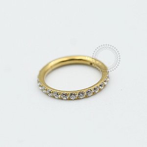 PVD32 Segmento articulado cravejado aço PVD gold