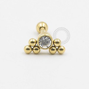 PVD58 Microbell Pedra Cristal Com Esferas Aço PVD Gold