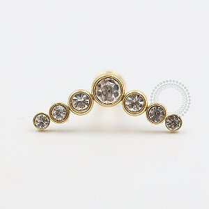 PVD69 Labret cluster strass colado aço PVD Gold