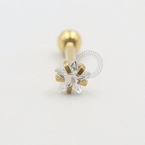 PVD75 Microbell Estrela Strass Aço PVD Gold