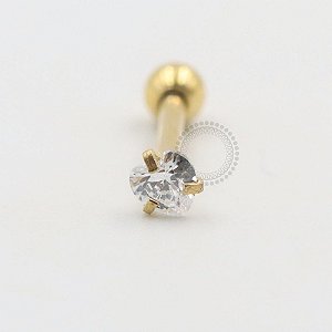 PVD77 Microbell Coração Strass Aço PVD Gold