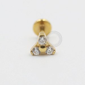 MB100 Labret Trinity Cristal Banho Ouro