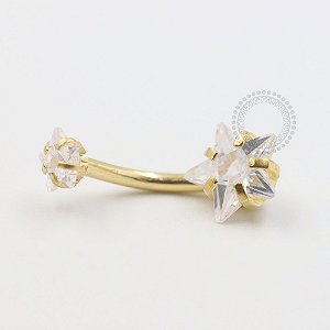 PVD68 Navel estrela strass aço PVD Gold