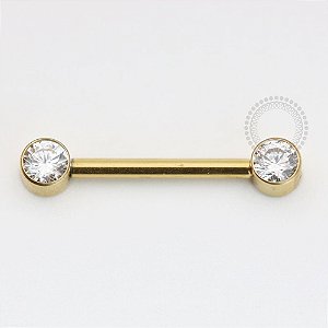 TN609 Nipple Jewelry CZ Flat Titânio PVD Gold