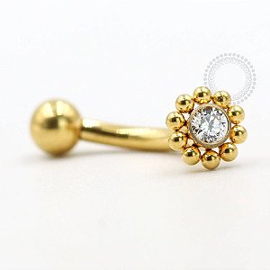 TN706 Navel Piercing Flor Titânio PVD Gold