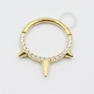TN427 Segmento Spike Cravejados Titânio PVD Gold