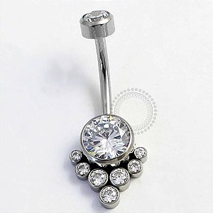 TN365 Navel Piercing Flat 7 Pedras Zirconias