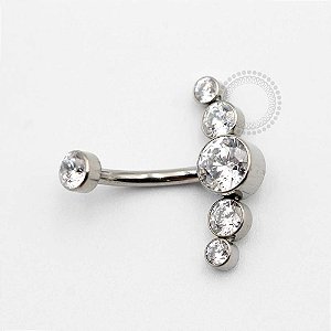 TN197 Navel Piercing Cluster CZ Titânio (OUTLET)