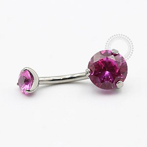 TN156 Navel Zirconia Cravada Pink Titânio ASTM F136