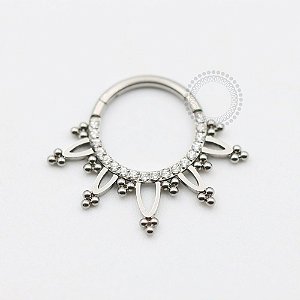 TN602 Segmento Frontal Cravejado 5 Aros  Titânio ASTM F136 (OUTLET)