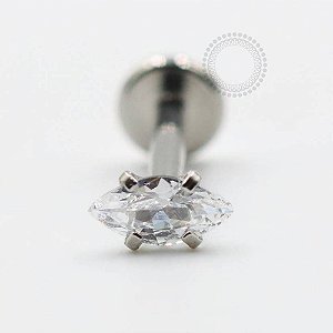 PB127 Labret Pedra Navete Zirconia Aço 316L