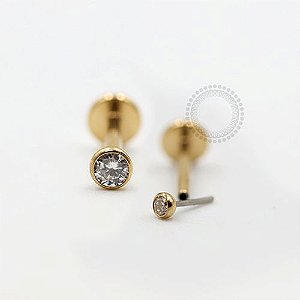 TN75 Labret Push Pin Ponto de Luz Titânio PVD Gold