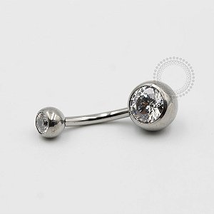 TN99 Navel Piercing Tradicional Stone CZ Titânio