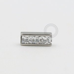 TN495 Topo Barra 3 Zirconias Quadradas Titânio