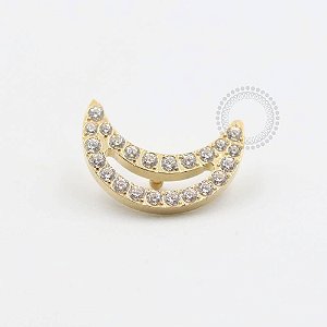 TN504 Topo Lua Crescente Cravejada Titânio PVD Gold