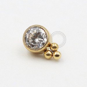 TN558 Topo CZ c esferas titânio PVD gold