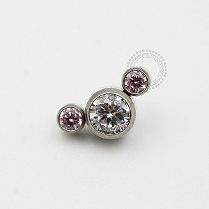TN288 Topo Mickey CZ com Rosa Titânio
