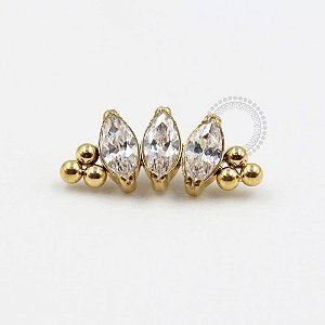 TN319 Topo Cluster 3 Navetes  Titânio PVD Gold