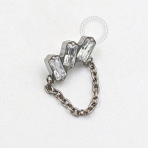 TN681 Topo 3 Baguetes CZ Corrente Titanio ASTM F136 (OUTLET)