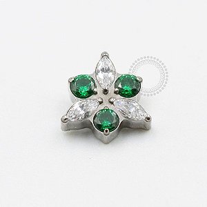 TN695 Topo CZ Cristal Verde Esmeralda Titanio