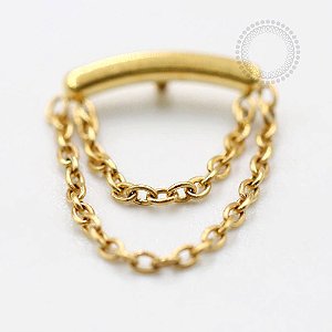 TN787 Topo Duas Correntes Titânio PVD Gold