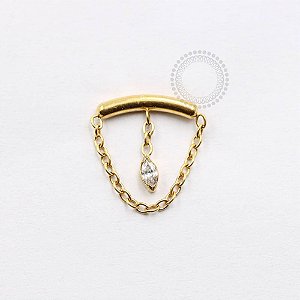 TN899 Topo Arco Com Pingente Ponto De Luz Titânio PVD Gold