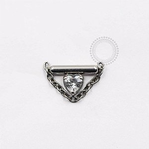 TN920 Topo Coração Zirconia Com Arco E Corrente Titânio