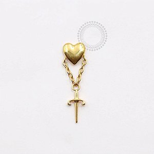 TN931 Topo Coração Espada Titânio PVD Gold