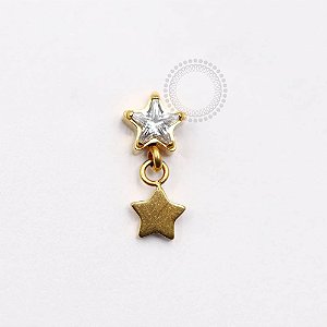 TN935 Topo Estrela Cristal Adereço Estrela Lisa Titânio PVD  Gold