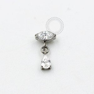 TN967 Topo Navete Zircônia Pingente Gota Titânio