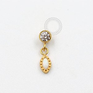 TN968 Topo Ponto De Luz Com Pingente Navete Opala Titânio PVD Gold