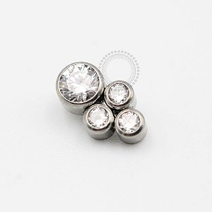 TN392 Topo Zirconias 4mm Com 3 CZ 2,5mm Titânio