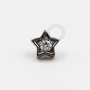 TN409  Topo Estrela Com Stone CZ Titânio