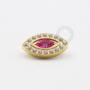 TN553 Topo Com Navete Cravejado Titânio PVD Gold