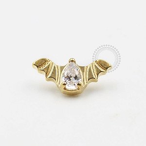 TN613 Topo Morcego C Gota CZ Titânio PVD Gold