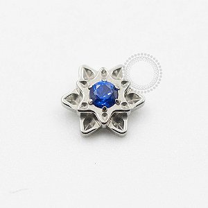 TN633 Topo Flor Lotus Miolo Azul Royal CZ Titânio