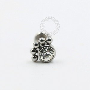 PB119 Labret Circular Zirconia 5 Esferas Aço 316L