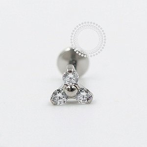 PB121 Labret Trinity Zirconias Cúbicas Aço 316L