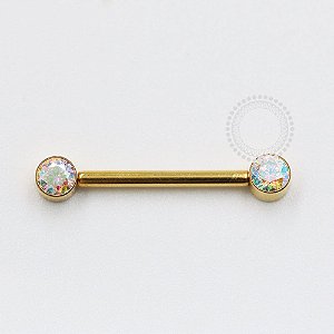 TN1042 Nipple Jewelry CZ Flat Boreal Push Pin Titânio PVD Gold