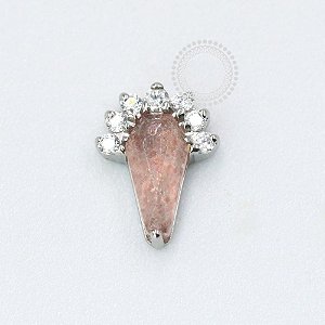 TN1054 Topo Strawberry Quartz CZ Titânio  ASTM F136  (OUTLET)