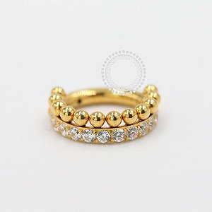TN1071 Segmento Zircônias Com Esferas Titânio PVD Gold