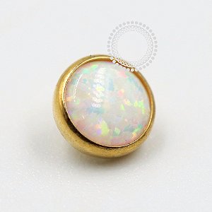 TN1072 Topo Pedra Opala Branca 1.6mm Titânio PVD Gold