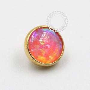 TN1073 Topo Pedra Opala Rosa 1.6mm Titânio PVD Gold
